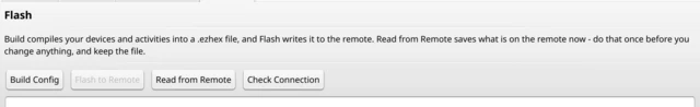 The Flash tab's buttons: Build Config, Flash to Remote, Read from Remote, Check Connection